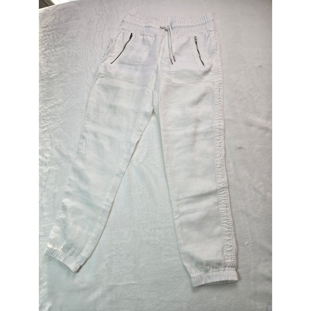 Athleta Cabo Linen Jogger Pants White 100% Linen Elastic Waist Size 0